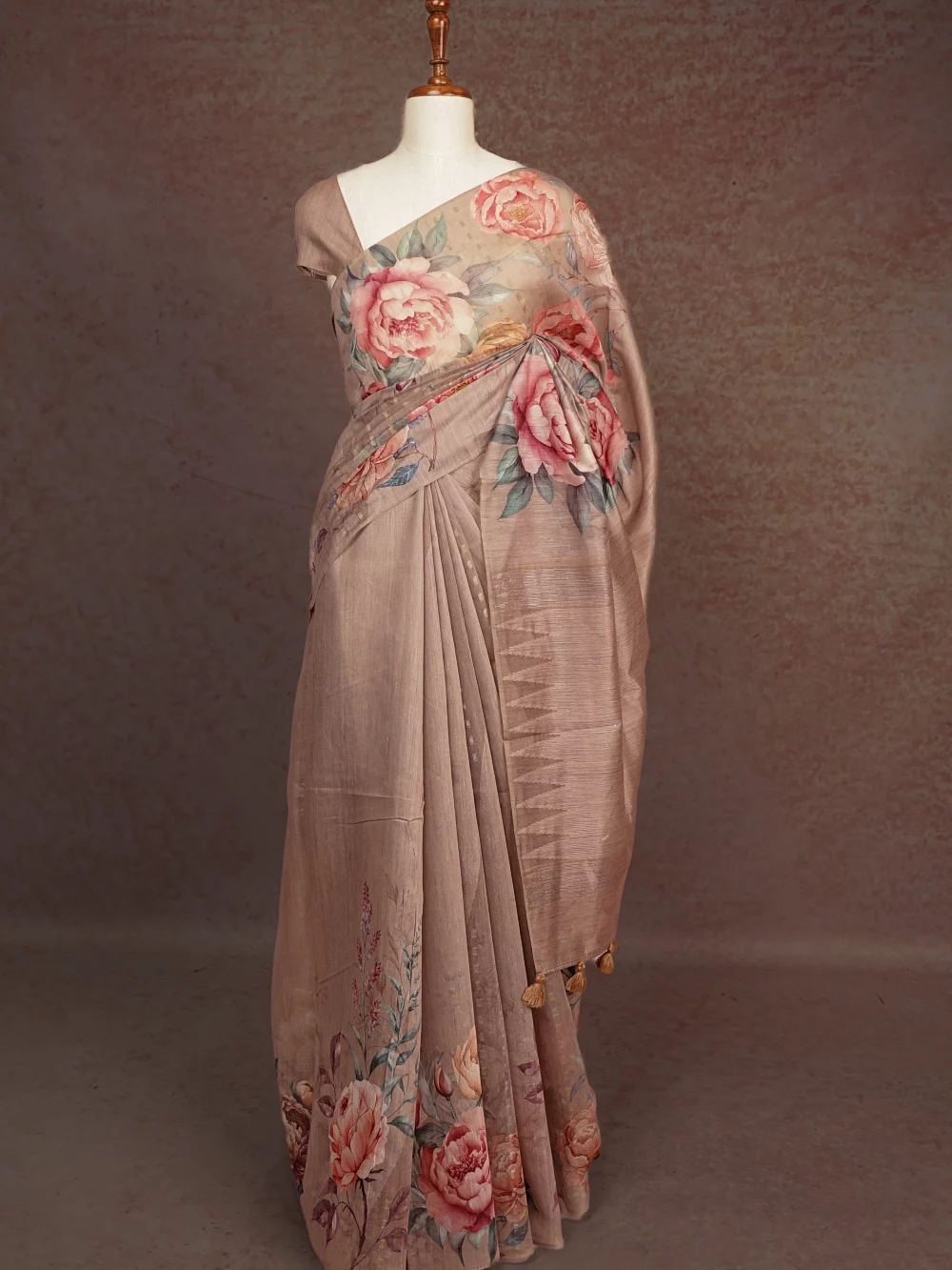Pastel Brown Semi Linen Saree