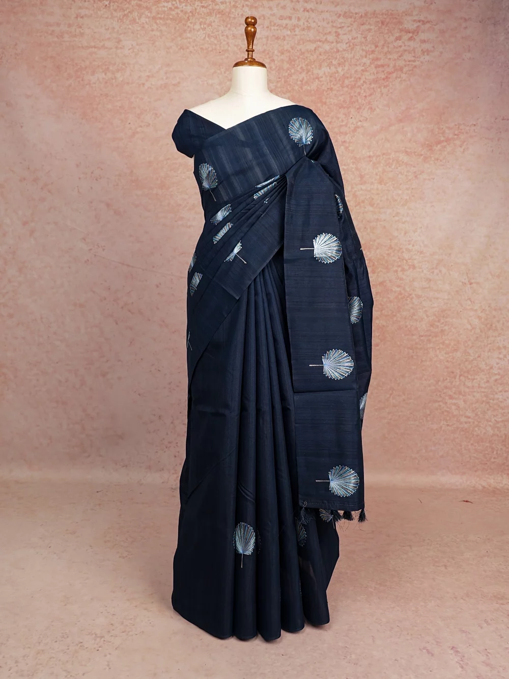 Teal Blue Semi Tussar Saree
