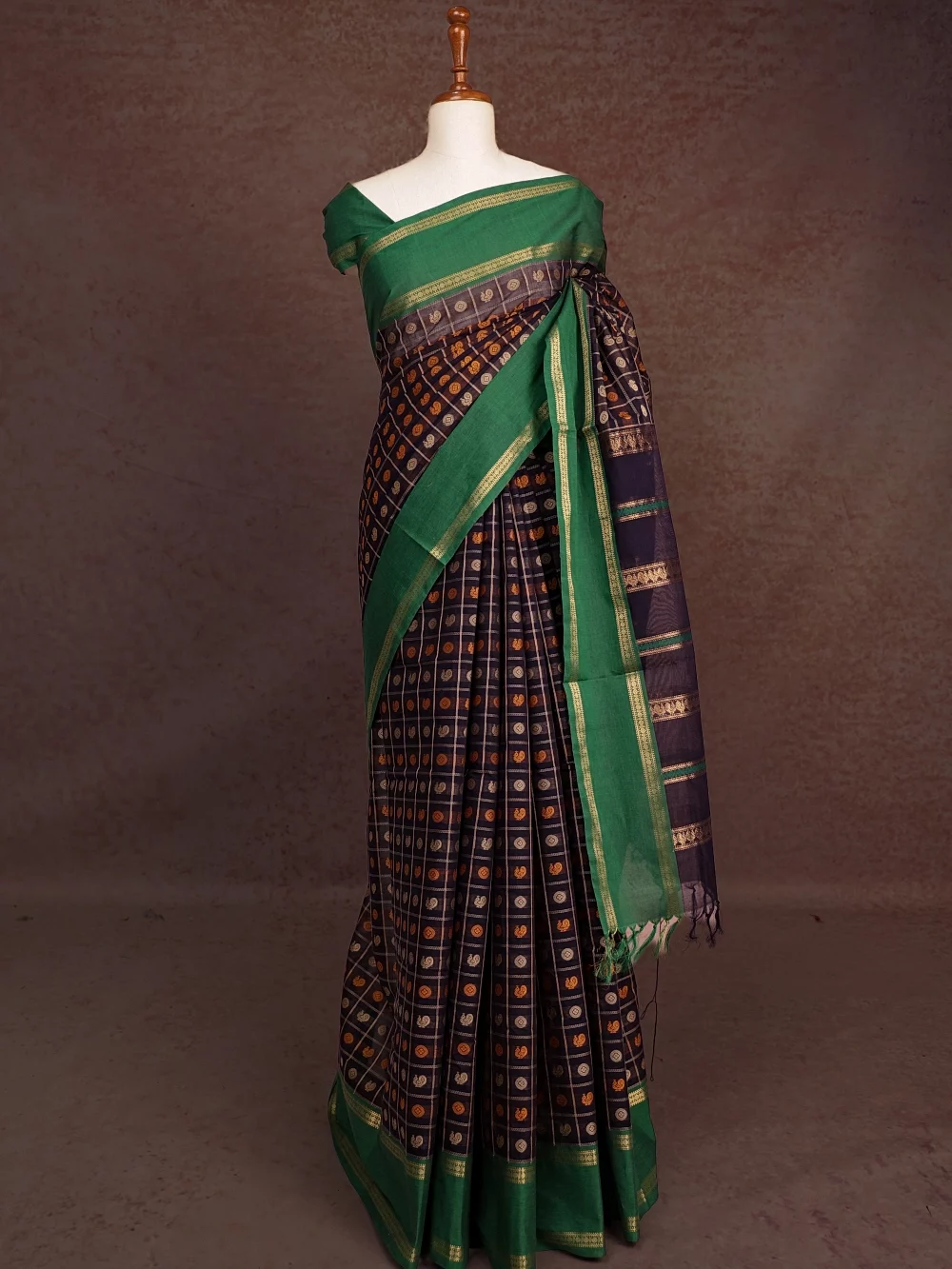 Navy Blue Cotton Saree
