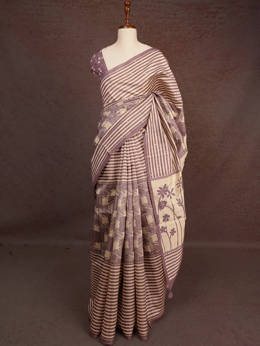Pastel Lavender Semi Tussar Saree