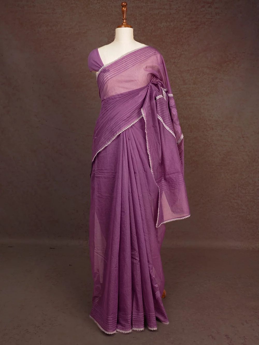 Lavender Net Kota Saree