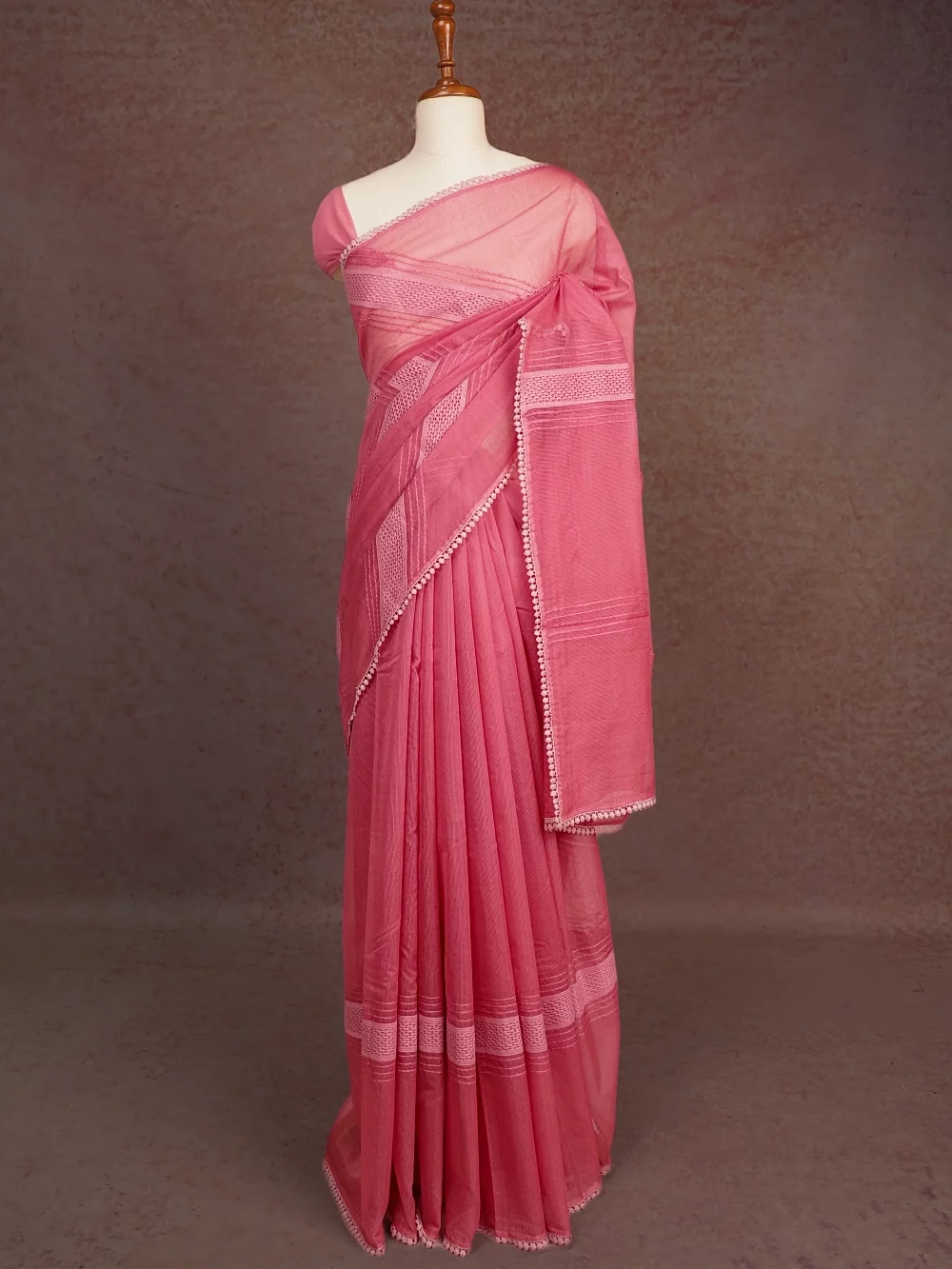 Peach Net Kota Saree