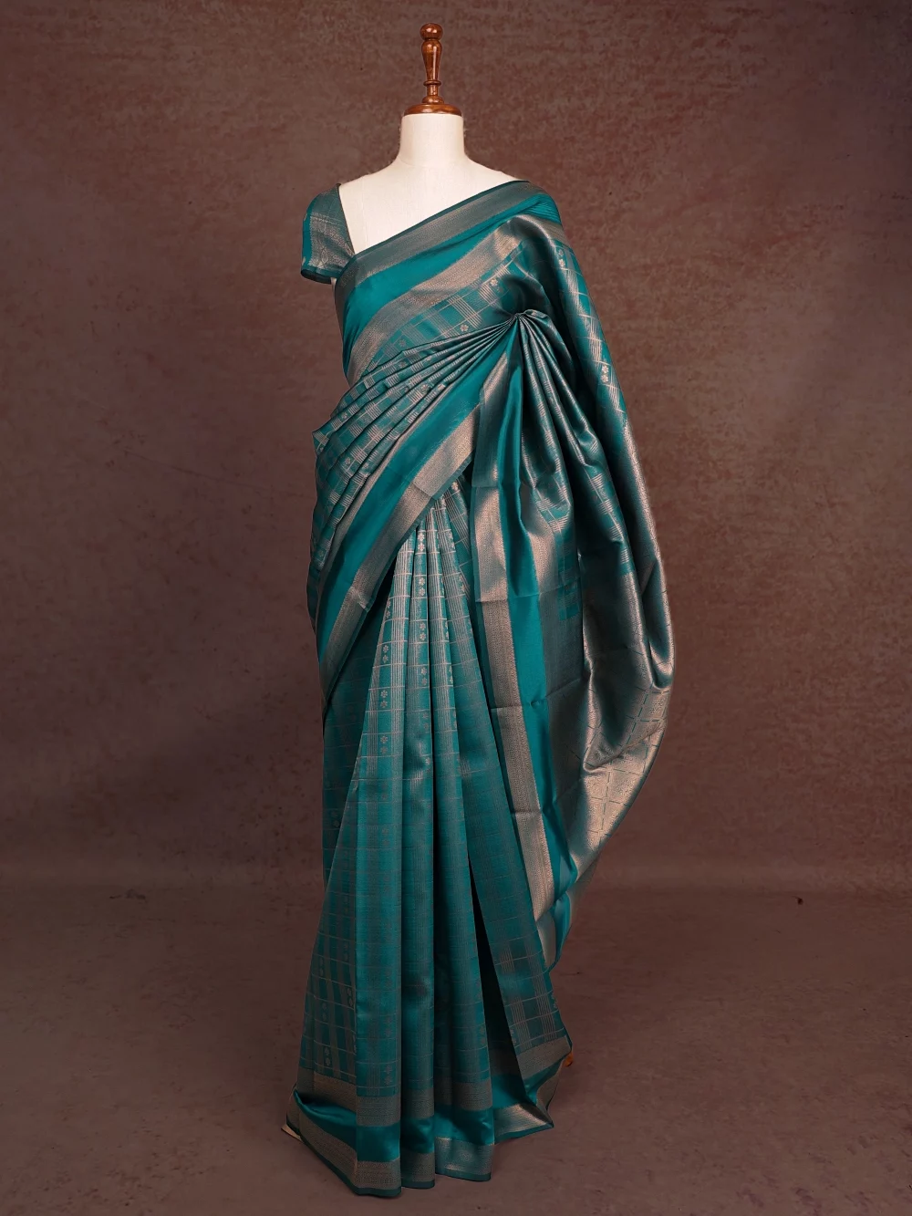 Peacock Green Cotton Silk Saree