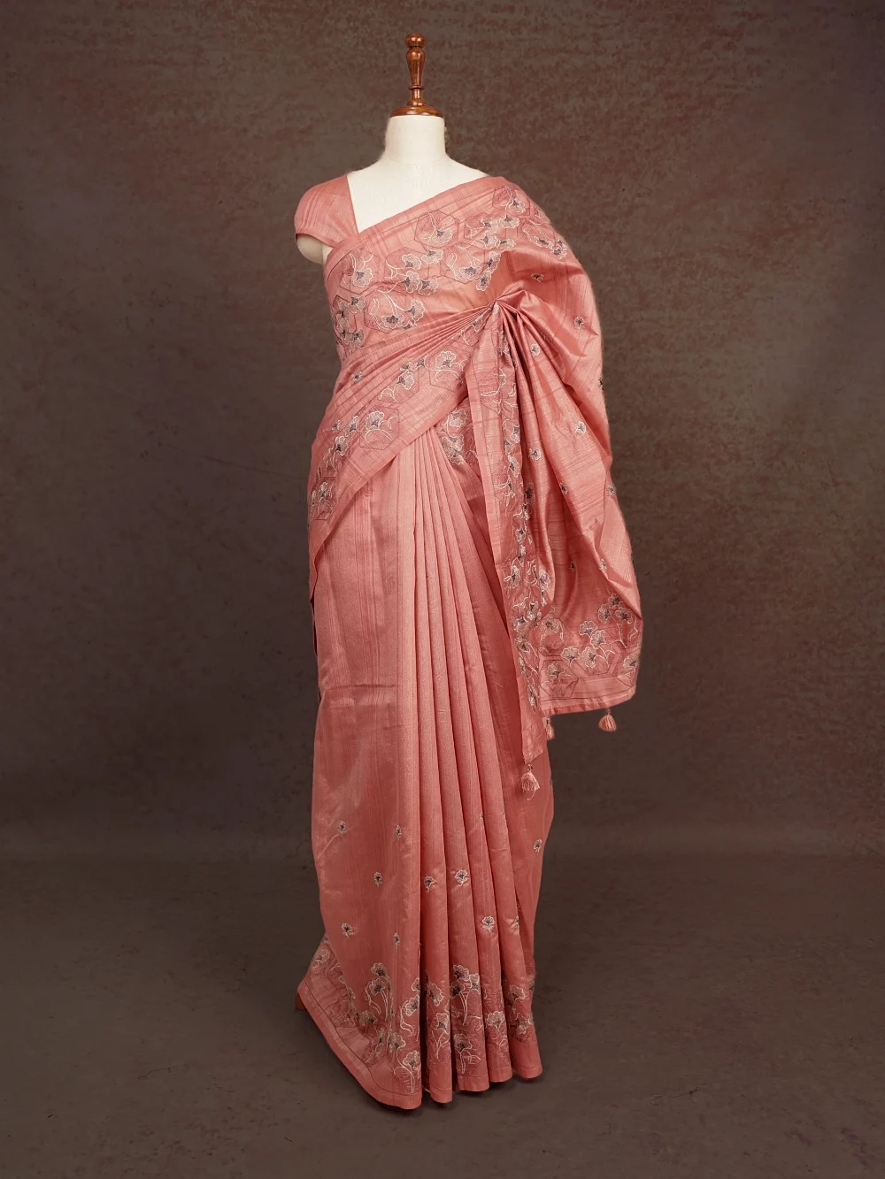 Onion Pink Semi Tussar Saree