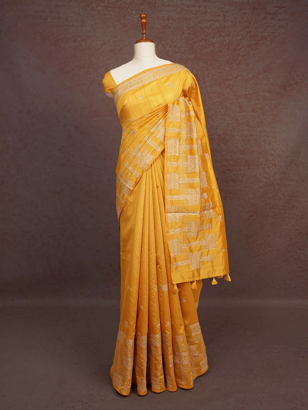 Yellow Semi Tussar Saree