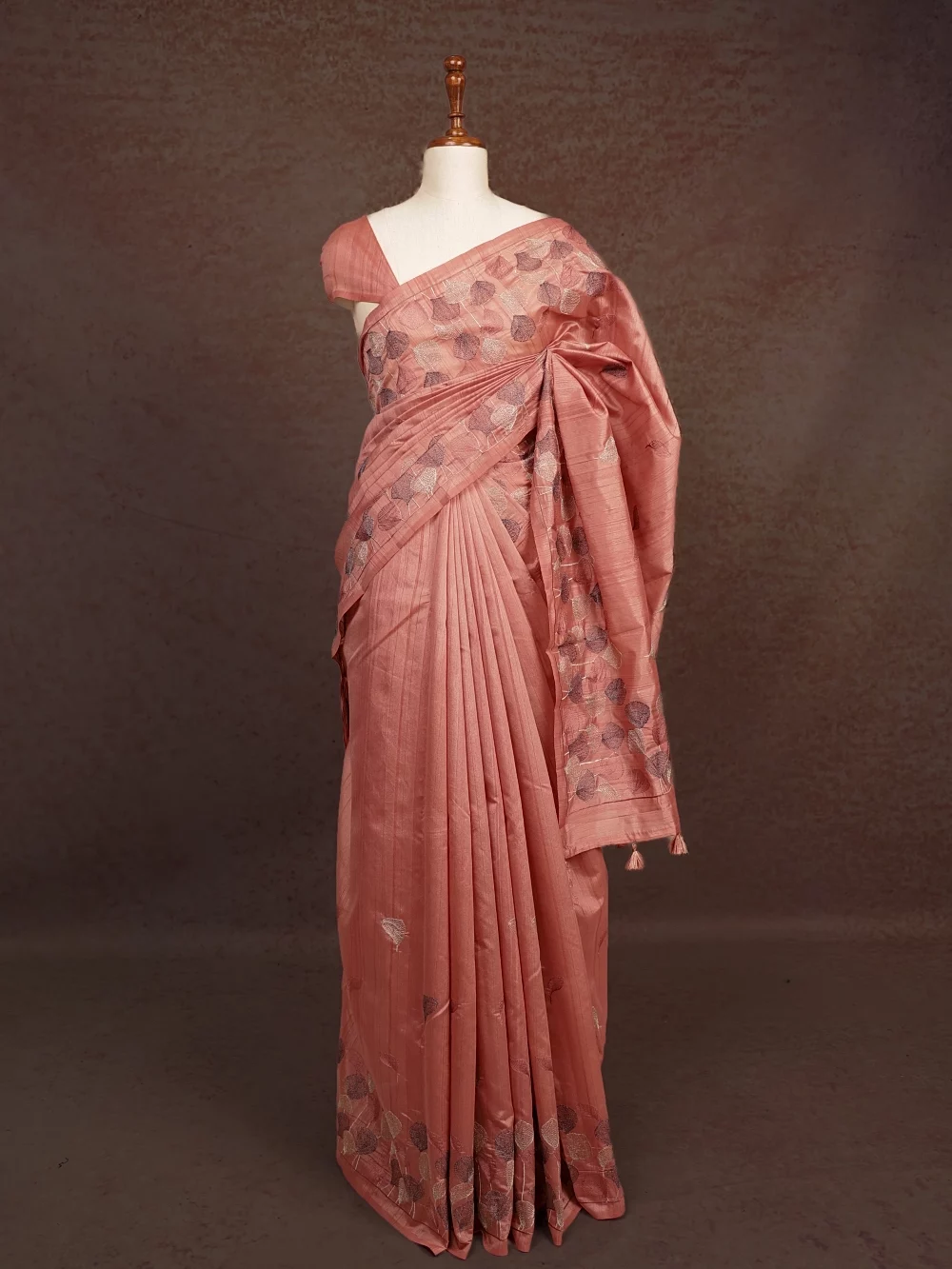 Onion Pink Semi Tussar Saree