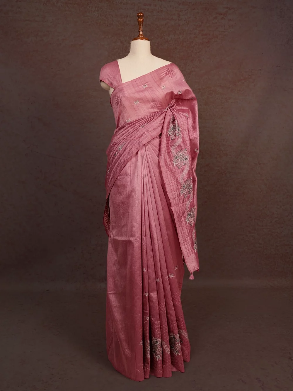 Onion Pink Semi Silk Saree
