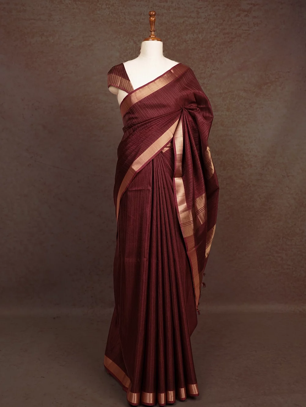 Wine Semi Tussar Saree