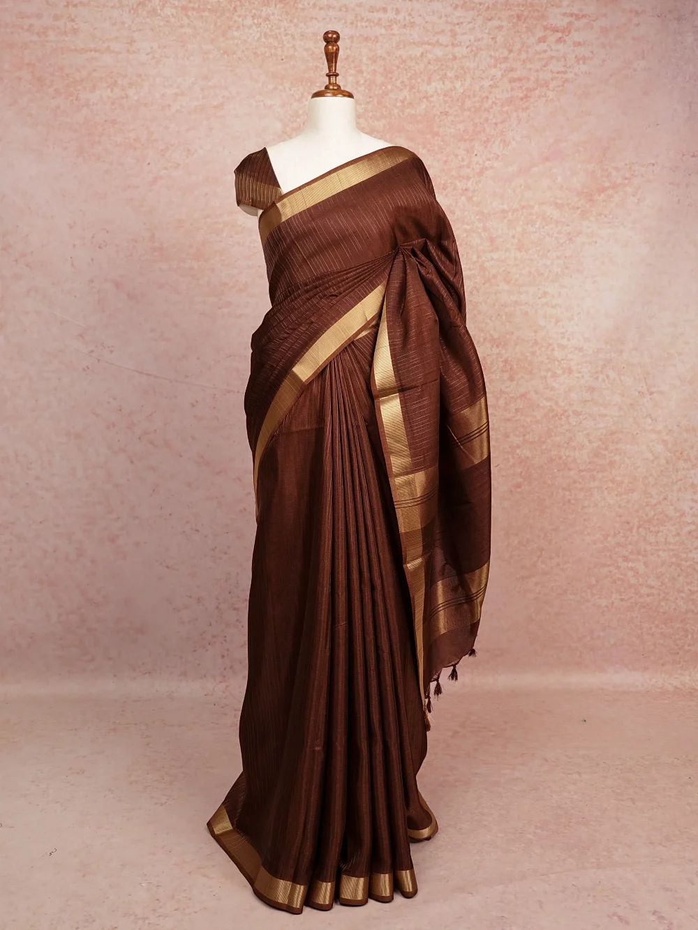 Coffee Brown Tussar Silk Saree