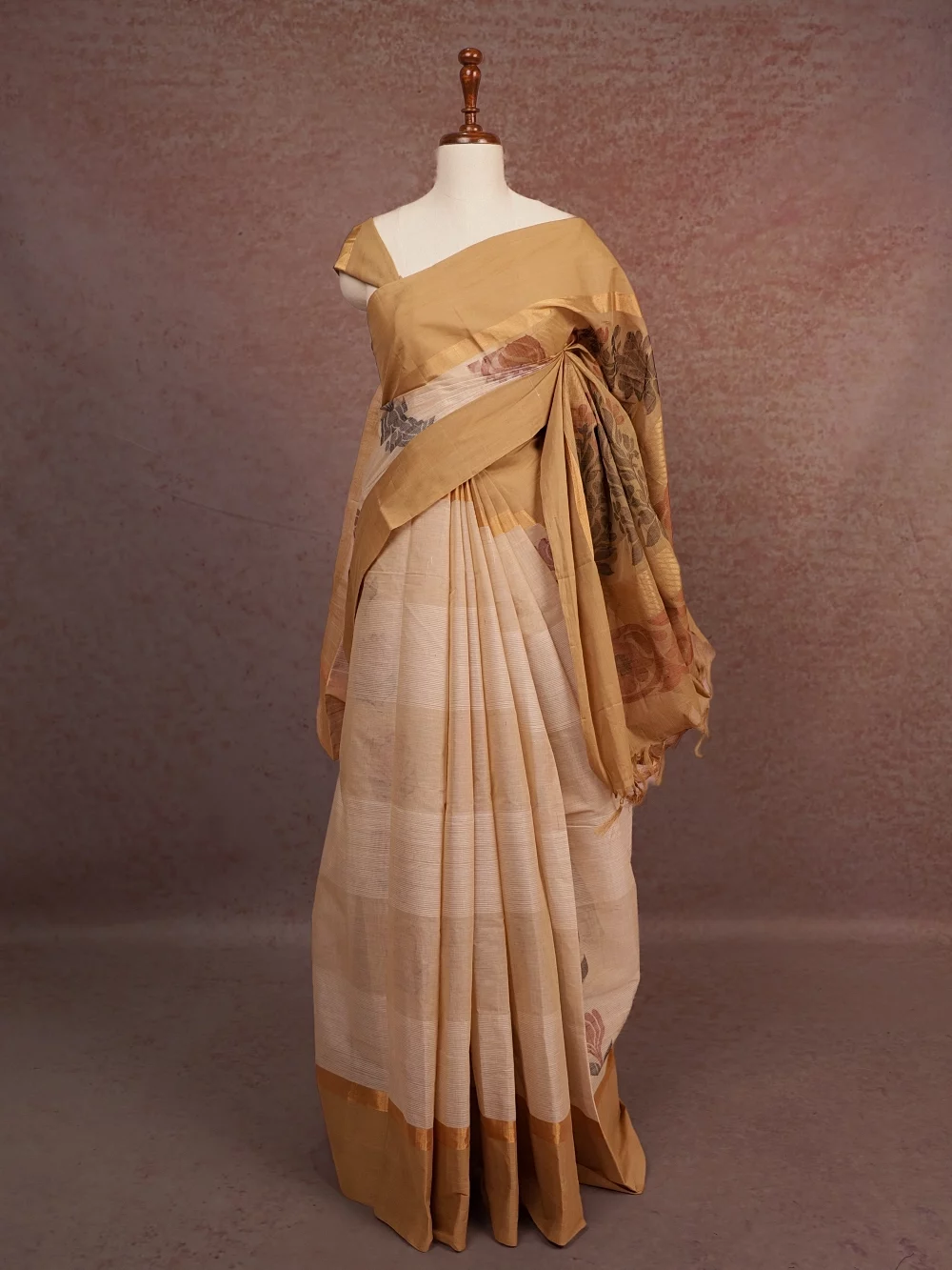 Cream Cotton Saree