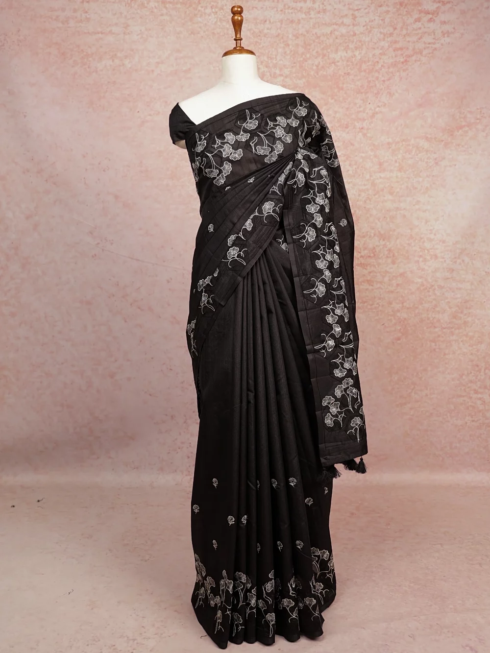 Black Semi Tussar Saree