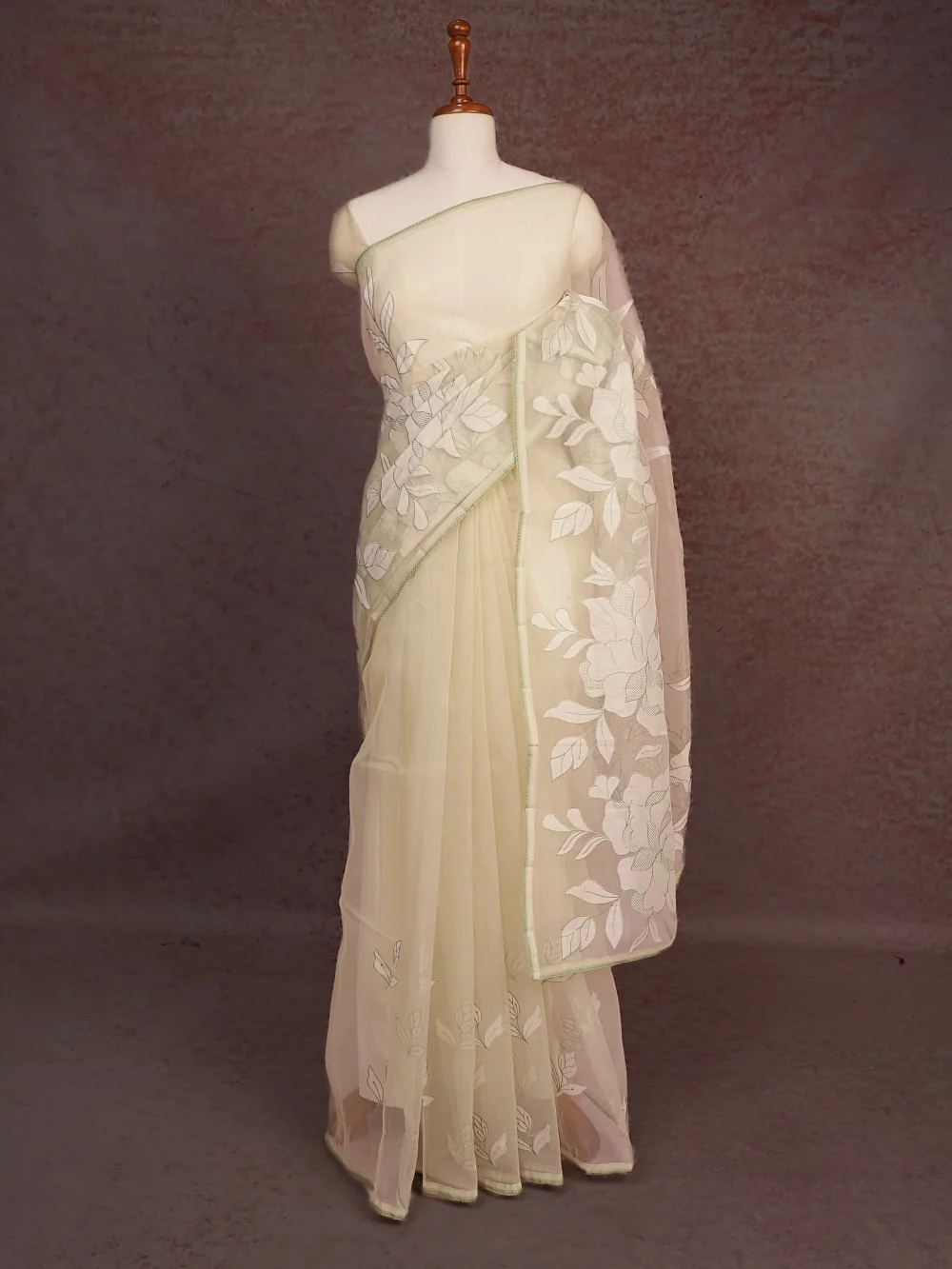 Light Pista Green Tissue Organza Saree