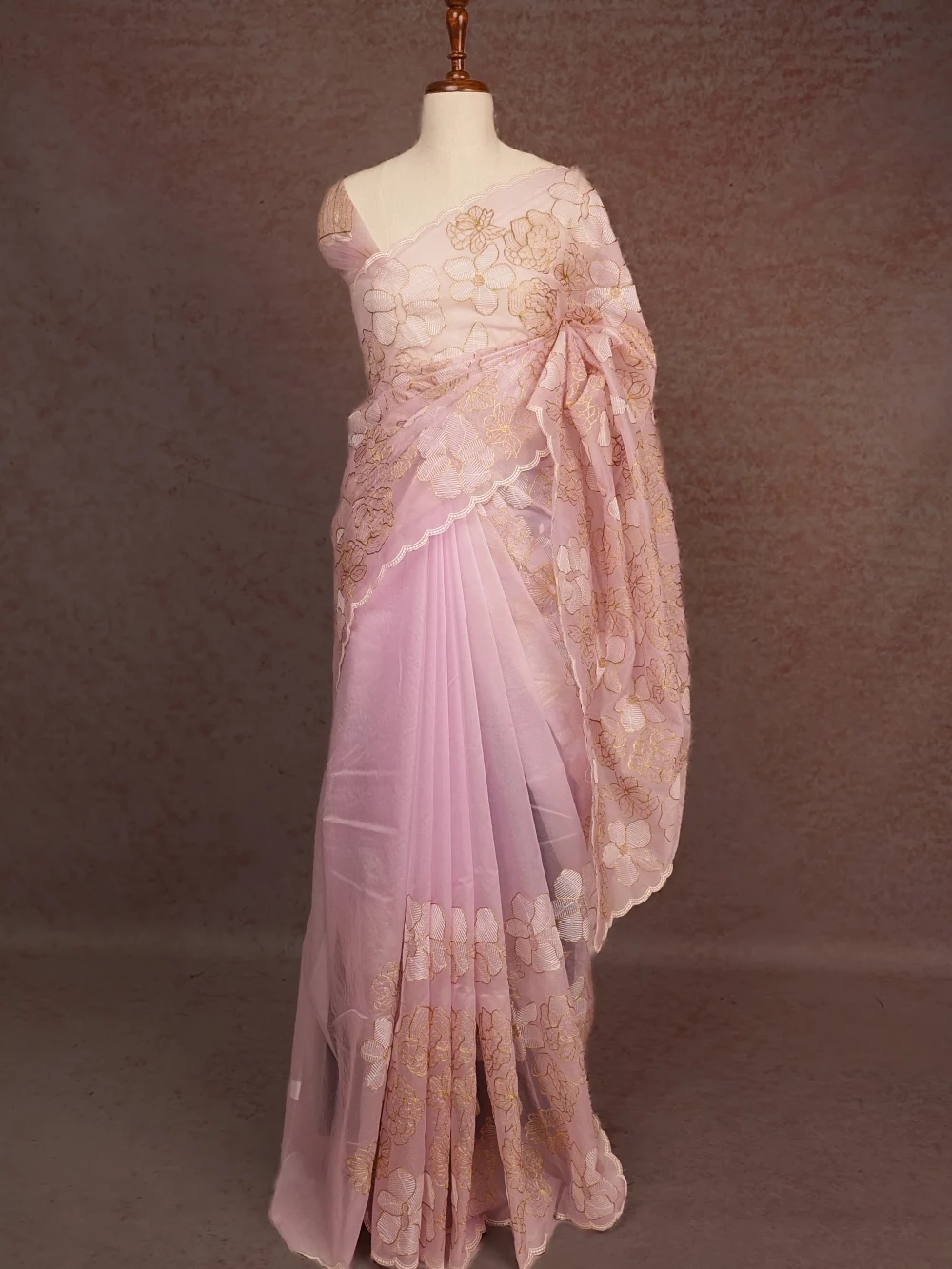 Pastel Pink Semi Organza Saree