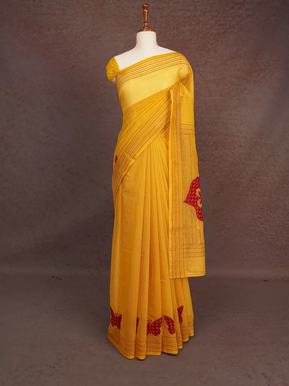 Mustard Yellow Kota Saree