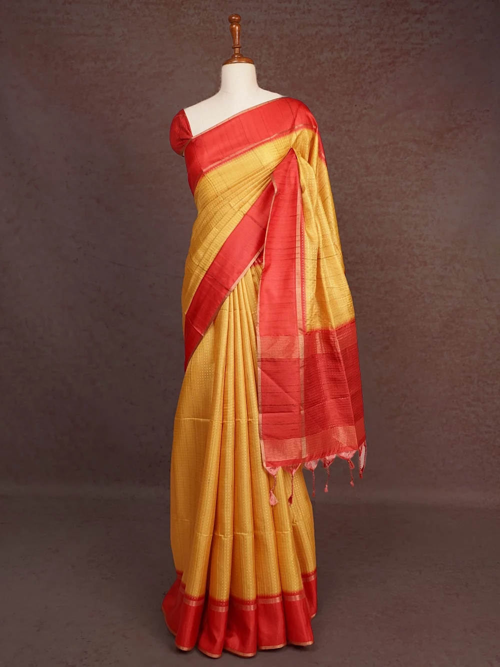 Yellow Semi Tussar Saree