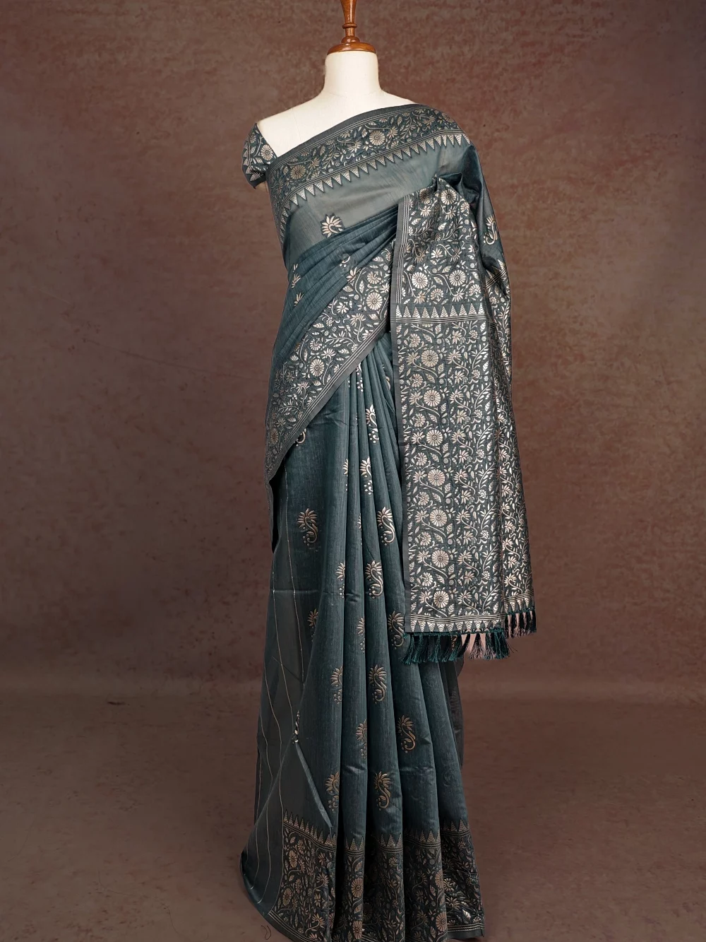 Sapphire Blue Cotton Silk Saree