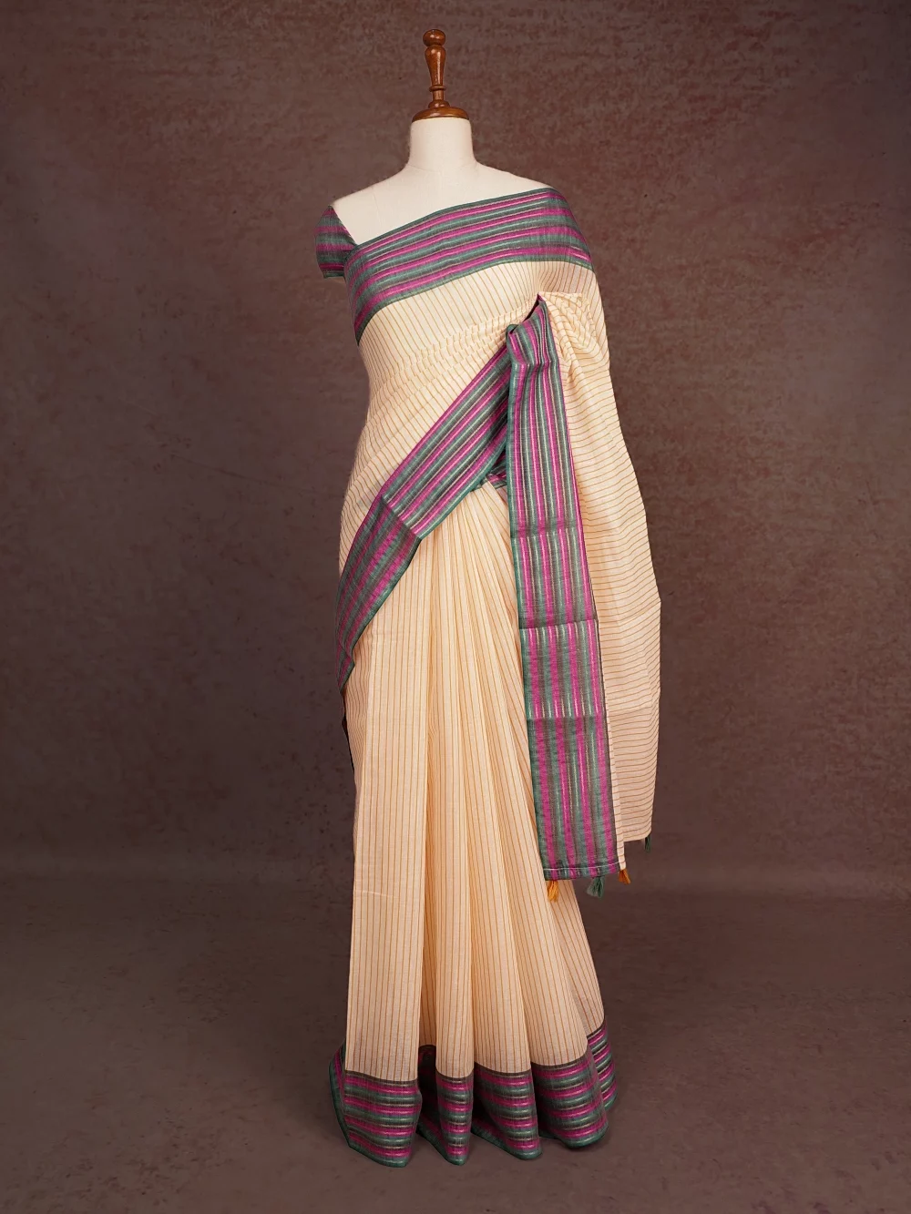 Cream Cotton Saree