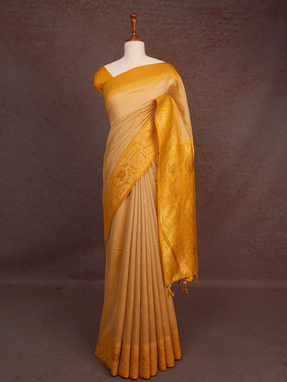Gold Tussar Tissue Saree