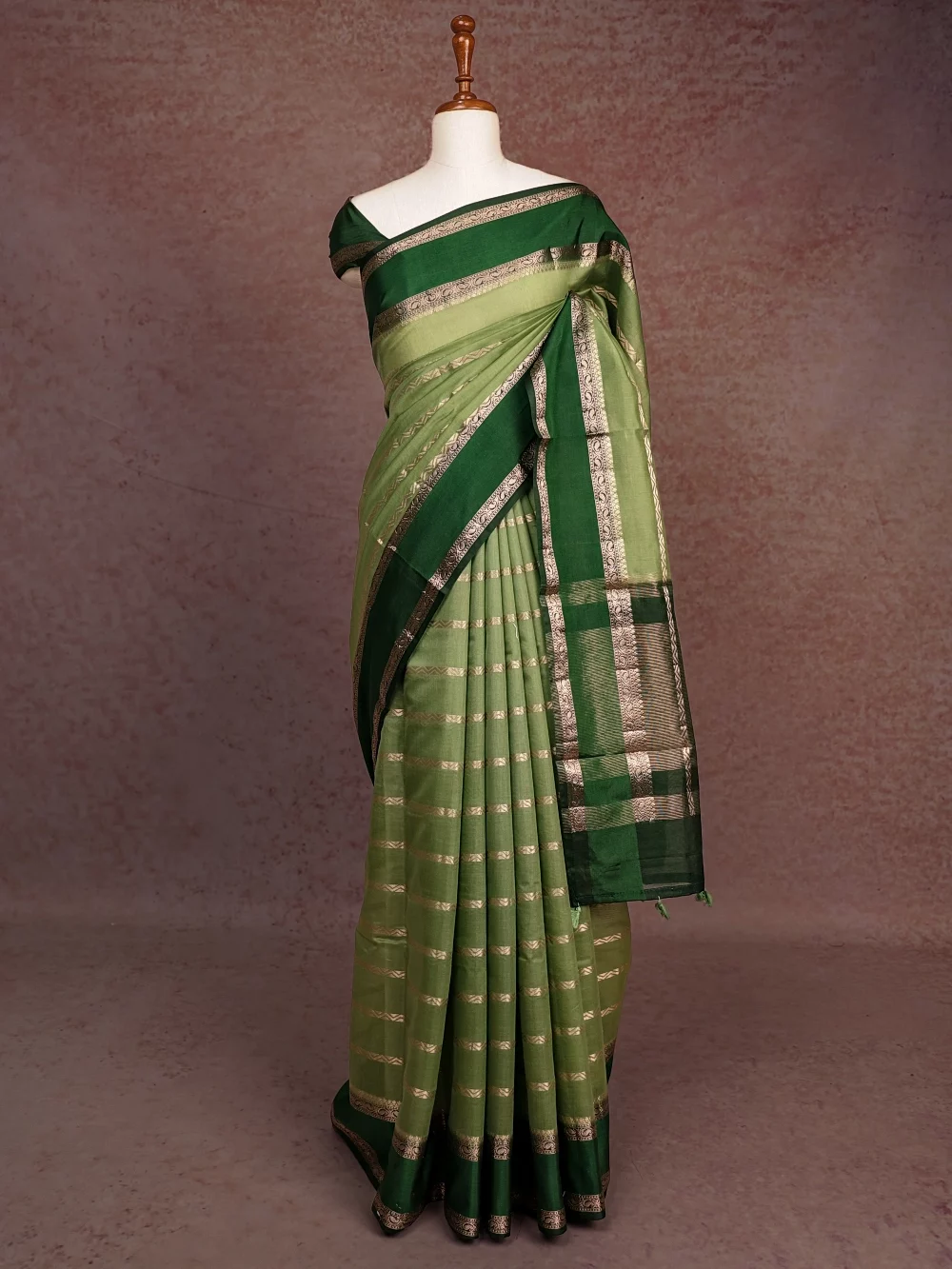 Light Green Semi Banarasi Saree