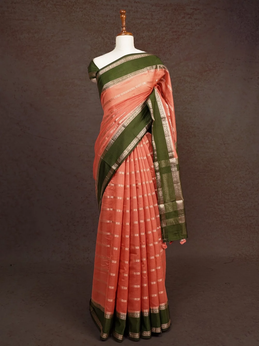 Peach Semi Chanderi Silk Saree
