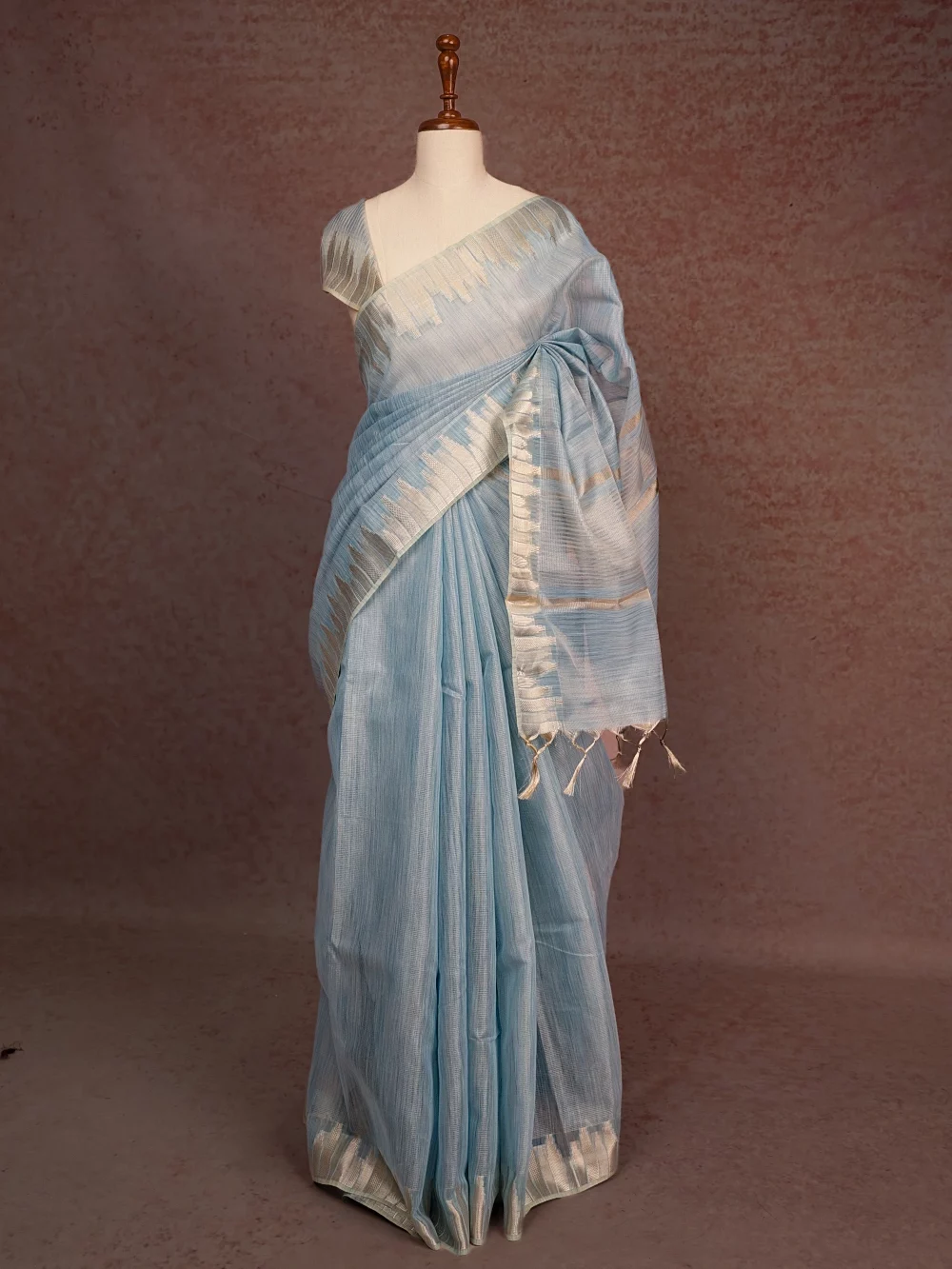 Sky Blue Semi Tissue Saree