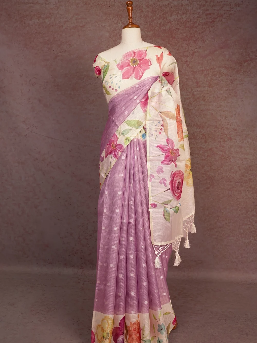 Lavender Net Kota Saree