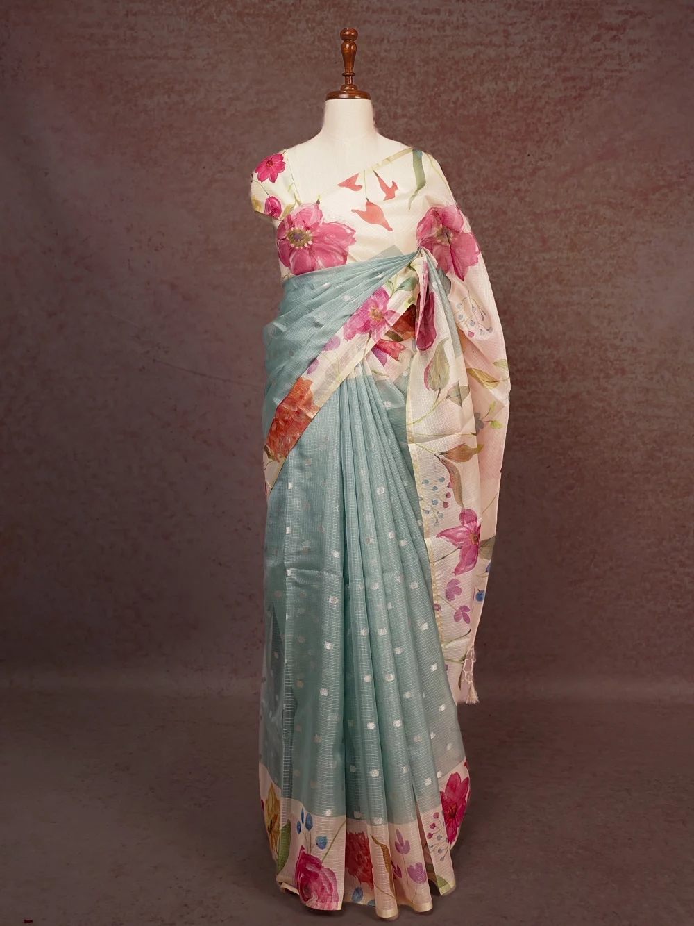 Pastel Green Silky Kota Saree