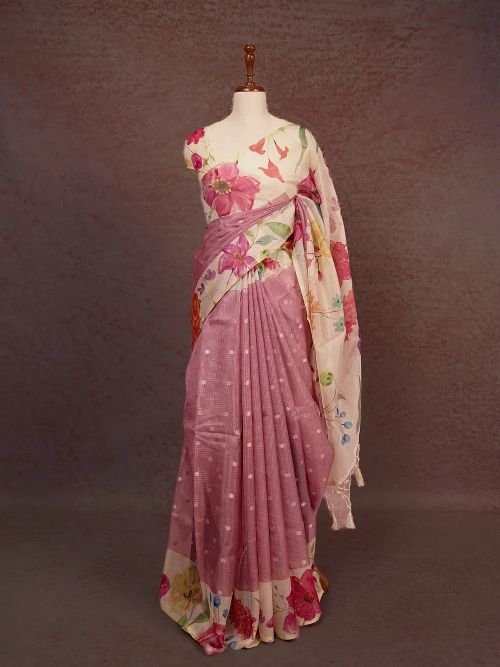 Pastel Lavender Silky Kota Saree