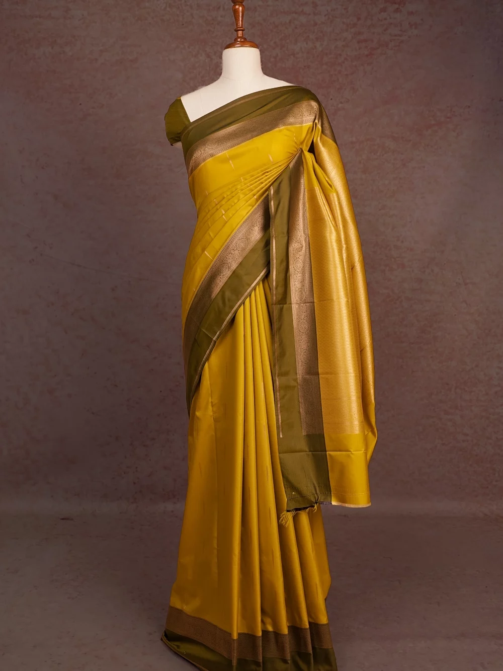 Olive Gold Semi Silk Saree
