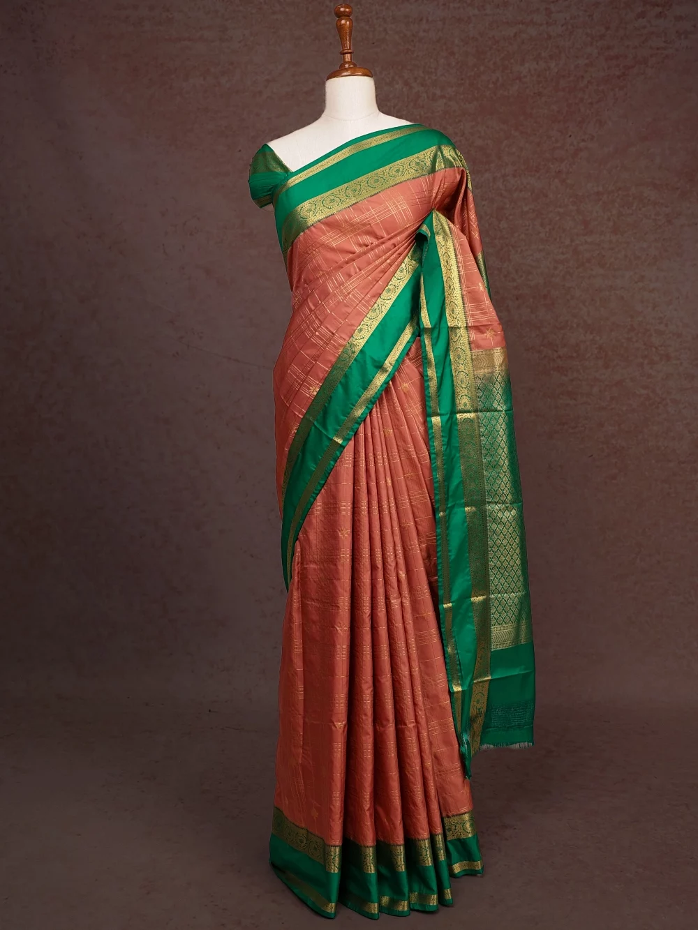 Peach Semi Silk Saree