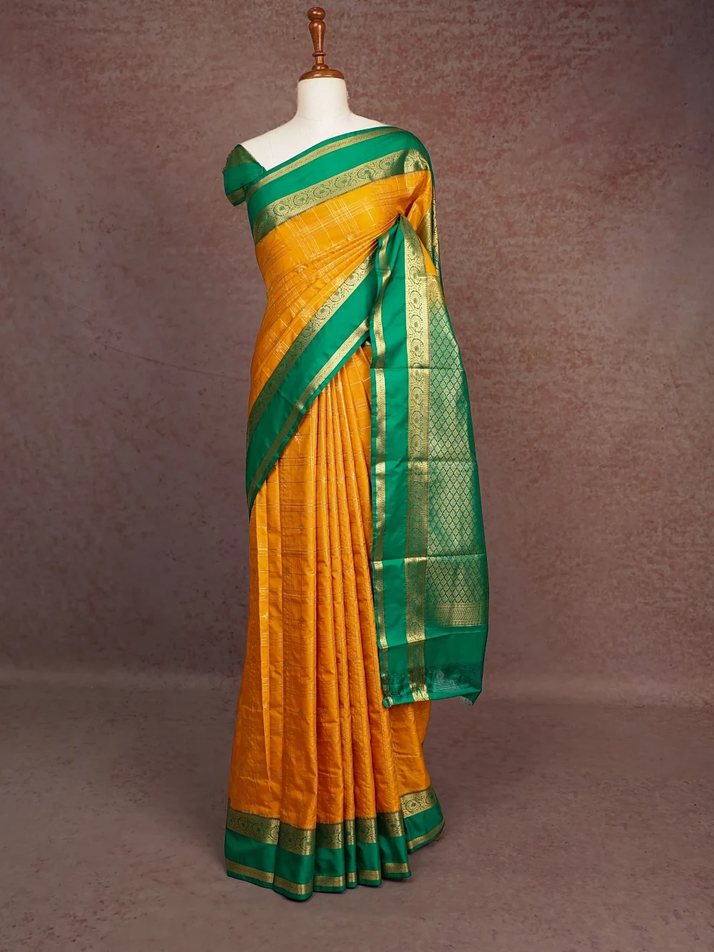 Mango Yellow Semi Silk Saree