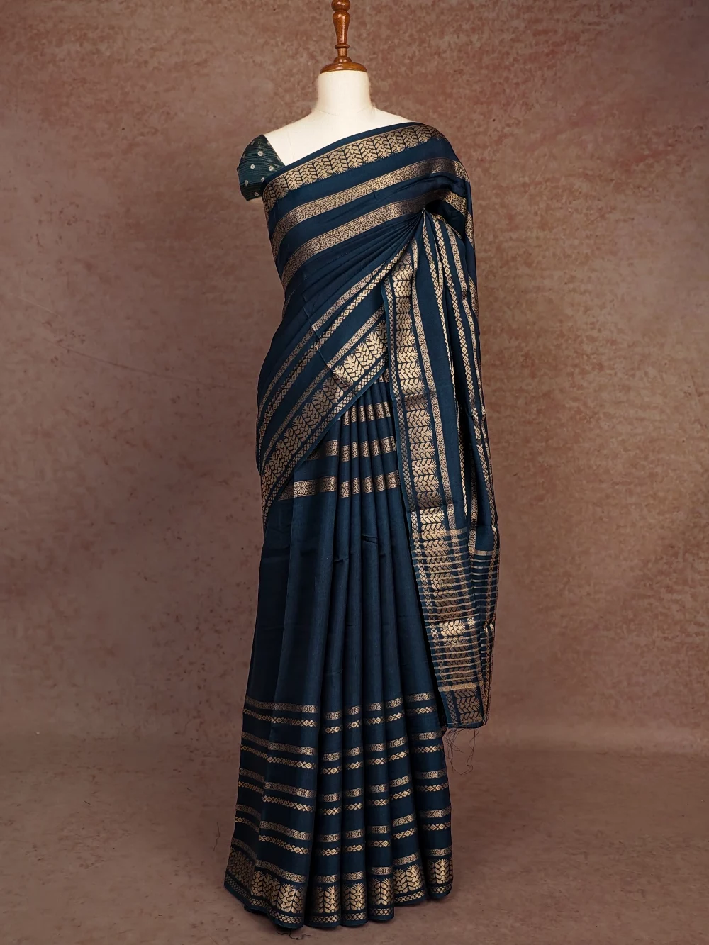 Saphire Blue Semi Banarasi Saree