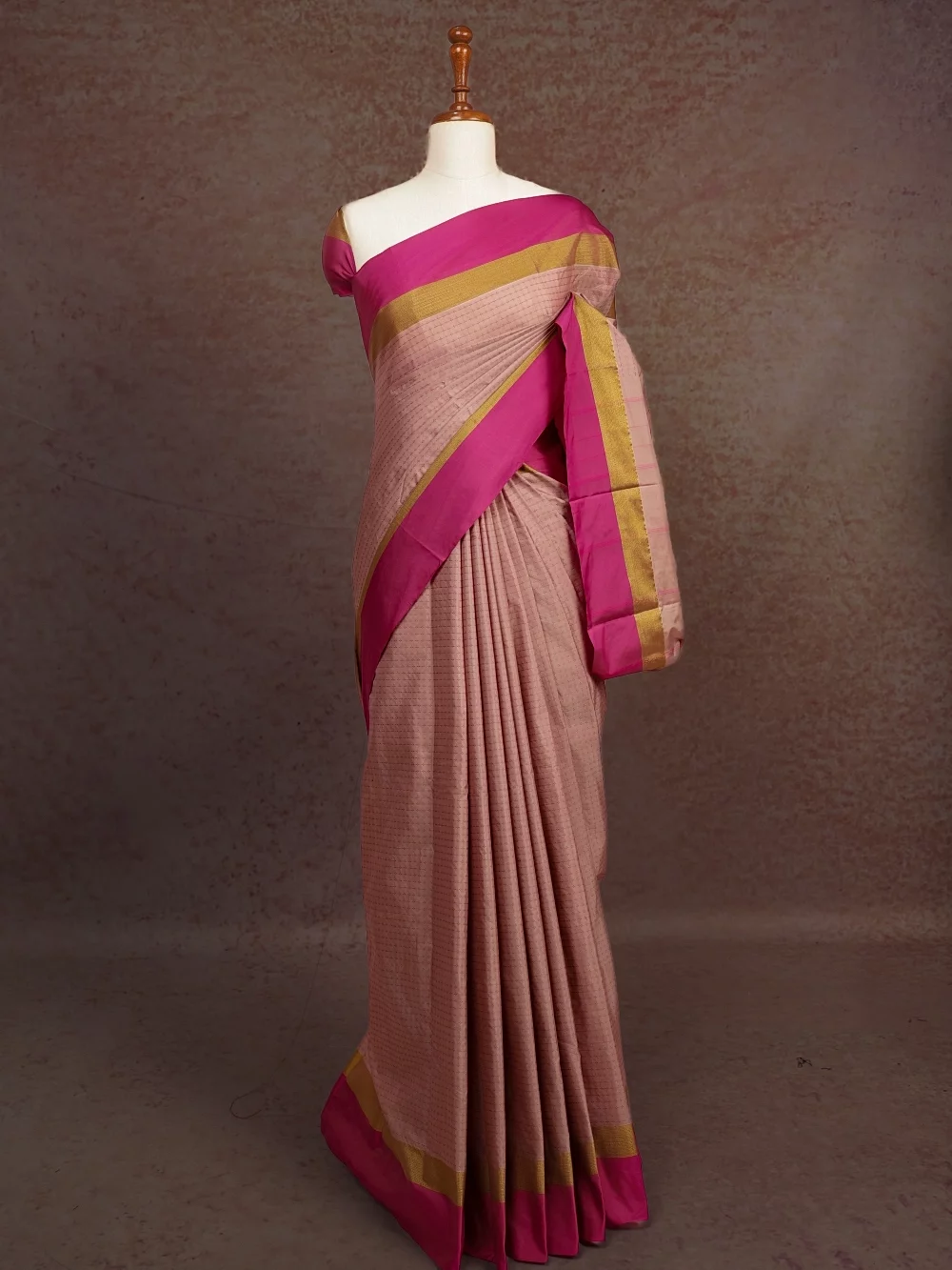 Dark Cream Semi Silk Saree