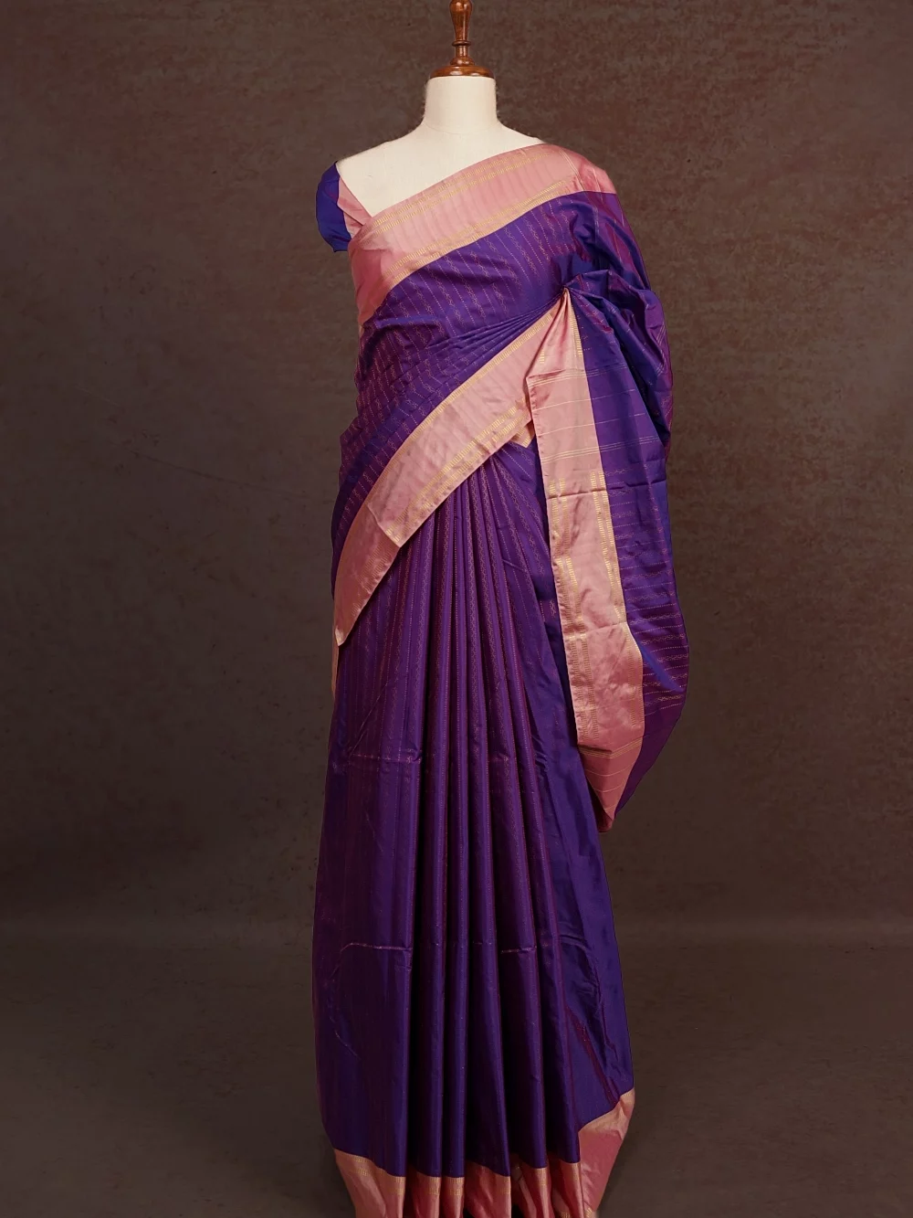 Violet Blue Semi Silk Saree