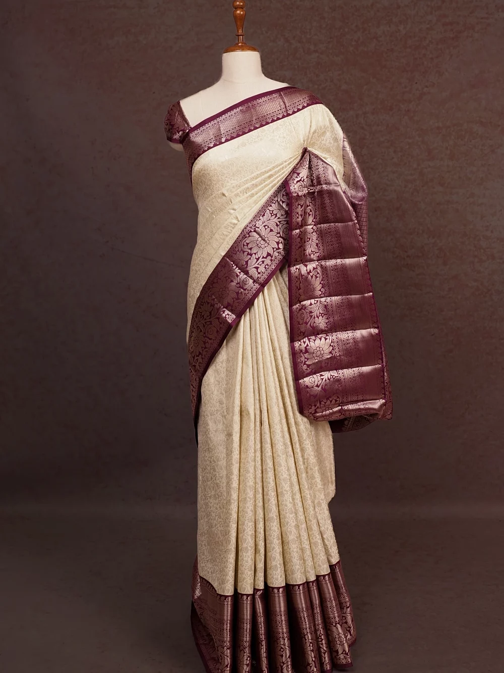 Off White Semi Silk Saree