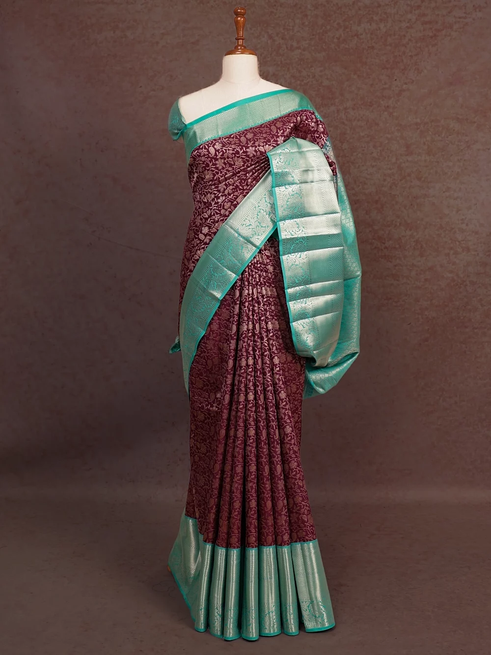 Grape Wine Semi Silk Saree