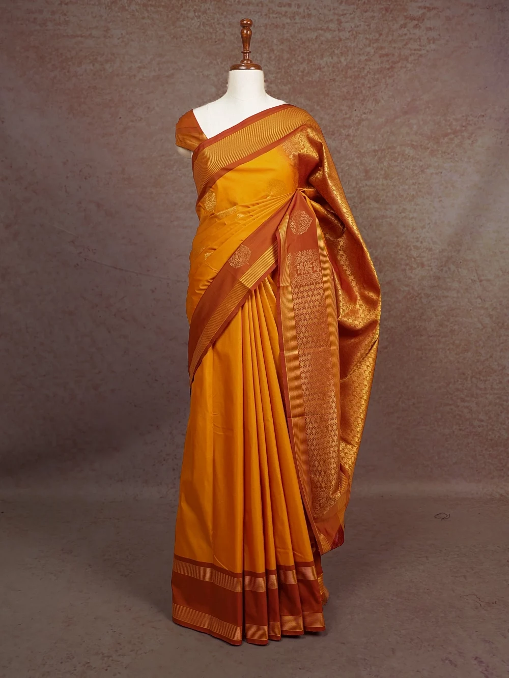 Mango Yellow Semi Kanchi Soft Silk Saree