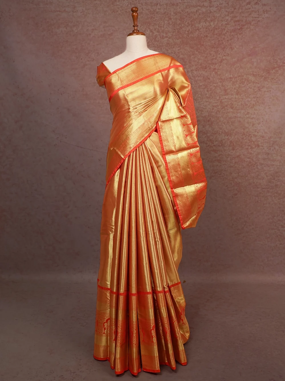 Orange Semi Tissue Silk Saree
