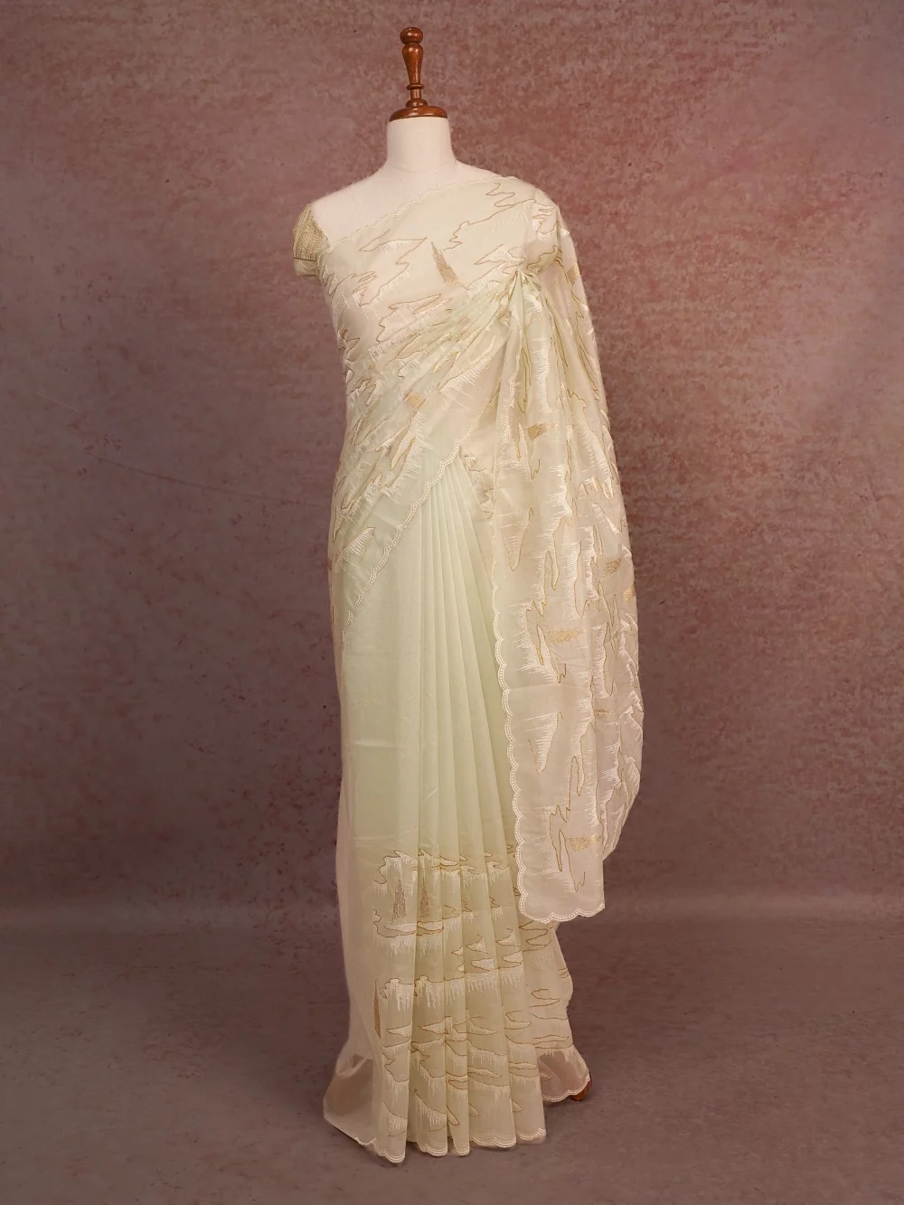 Light Green Semi Organza Saree