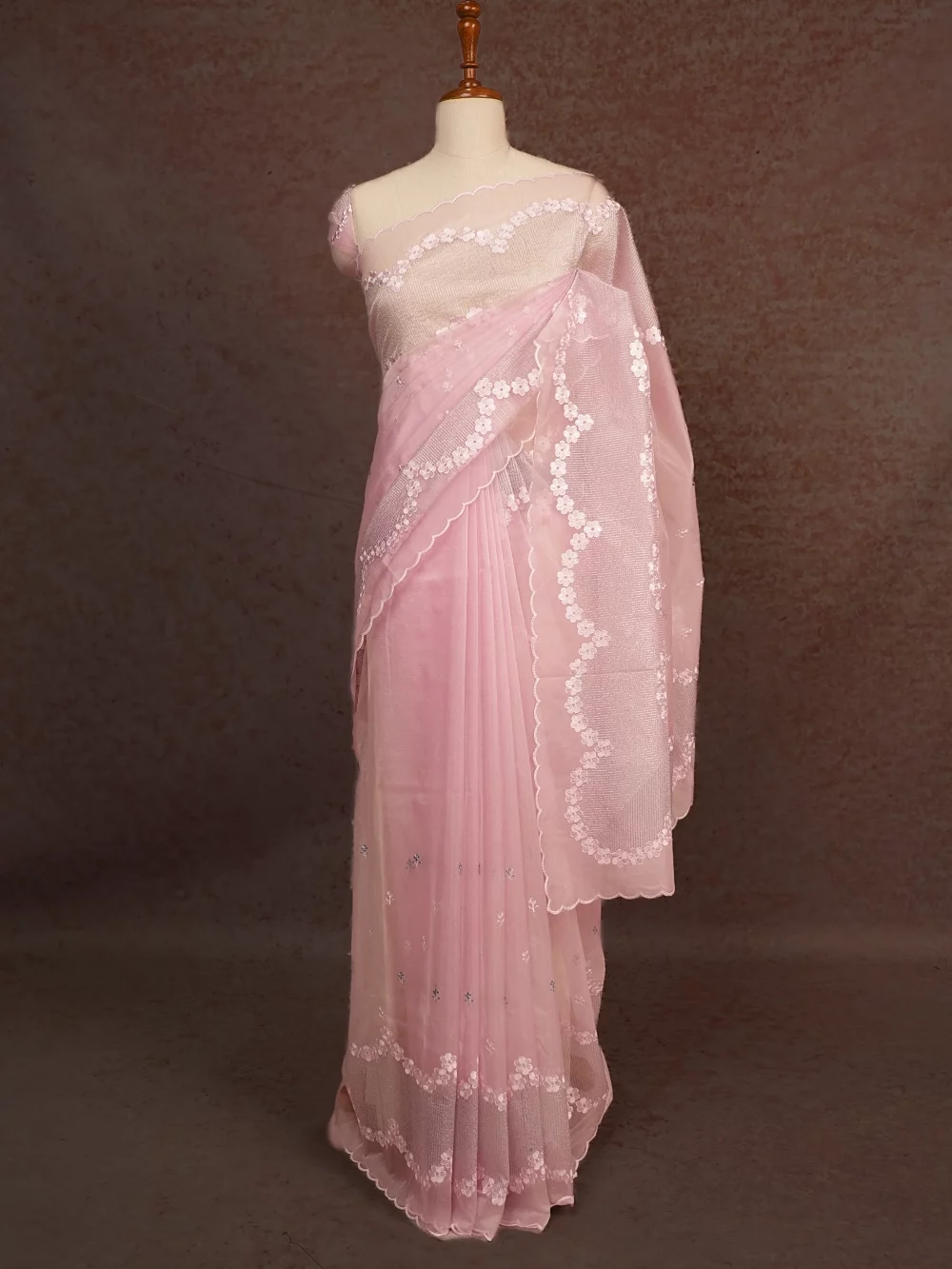 Light Pink Semi Organza Saree