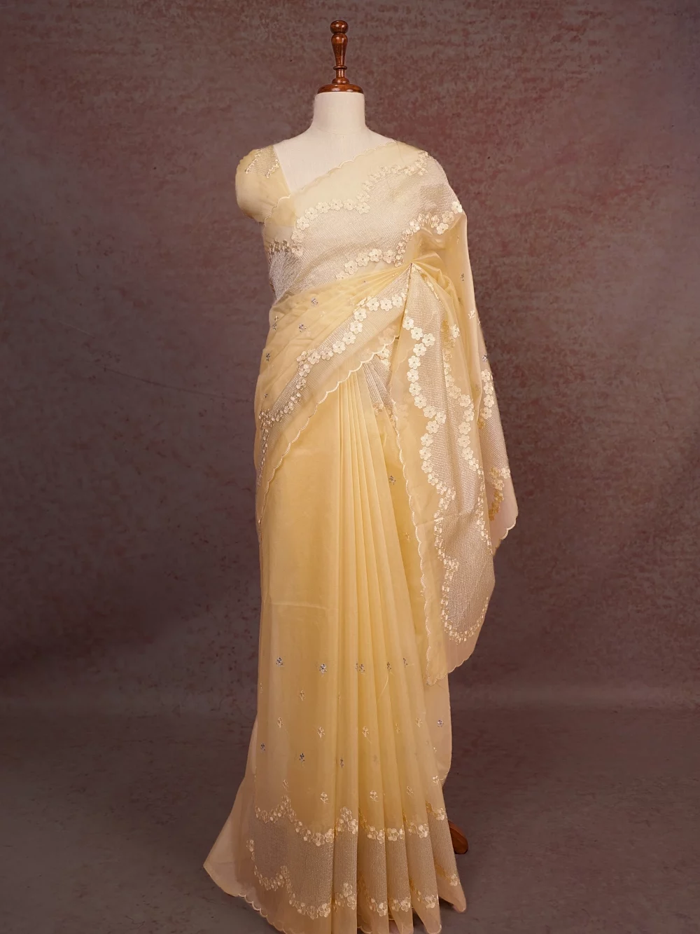 Sandal Semi Organza Saree