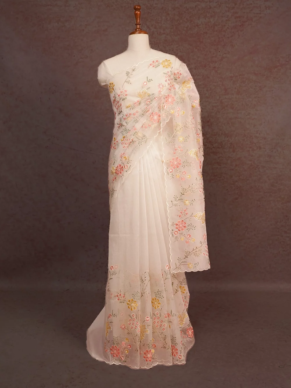 White Semi Organza Saree