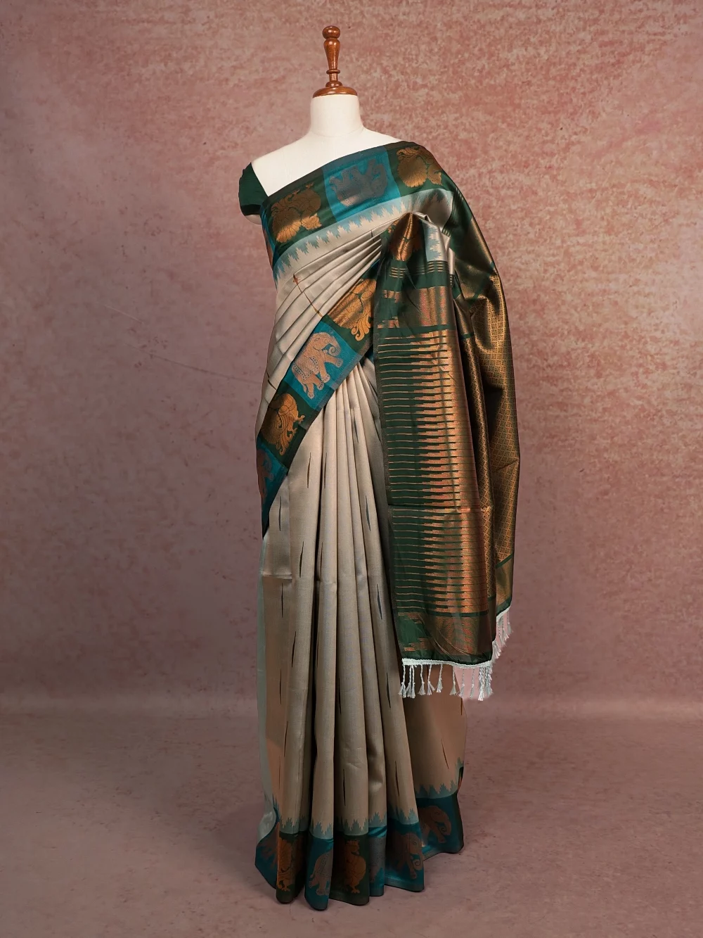 Powder Blue Semi Silk Saree