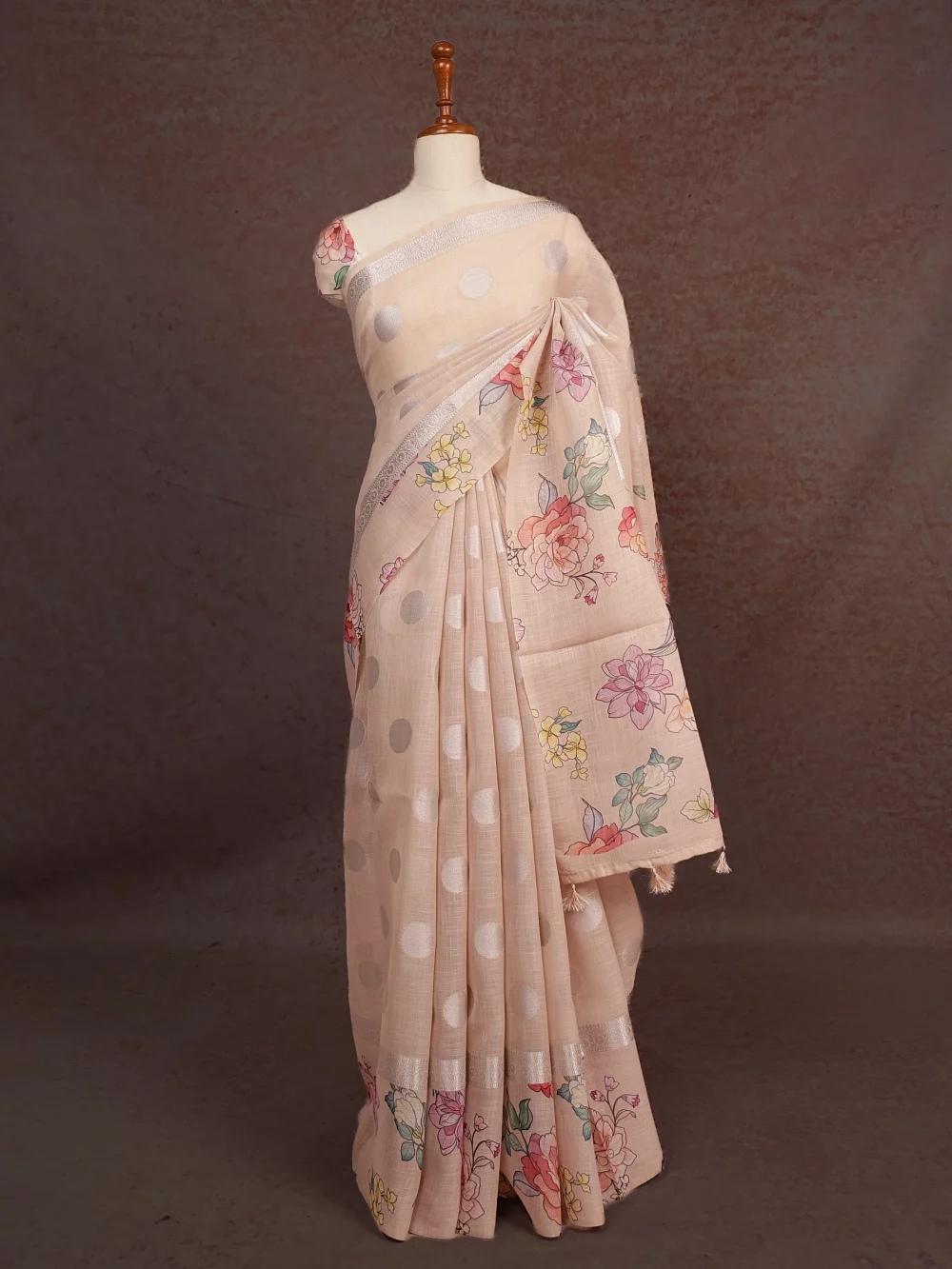 Cream Soft Cotton Saree