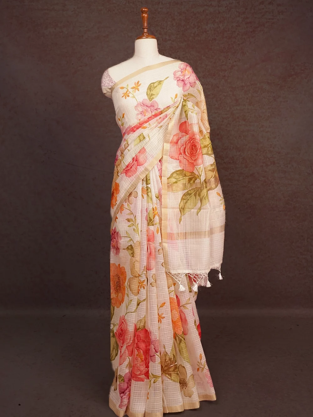 Cream Kota Saree