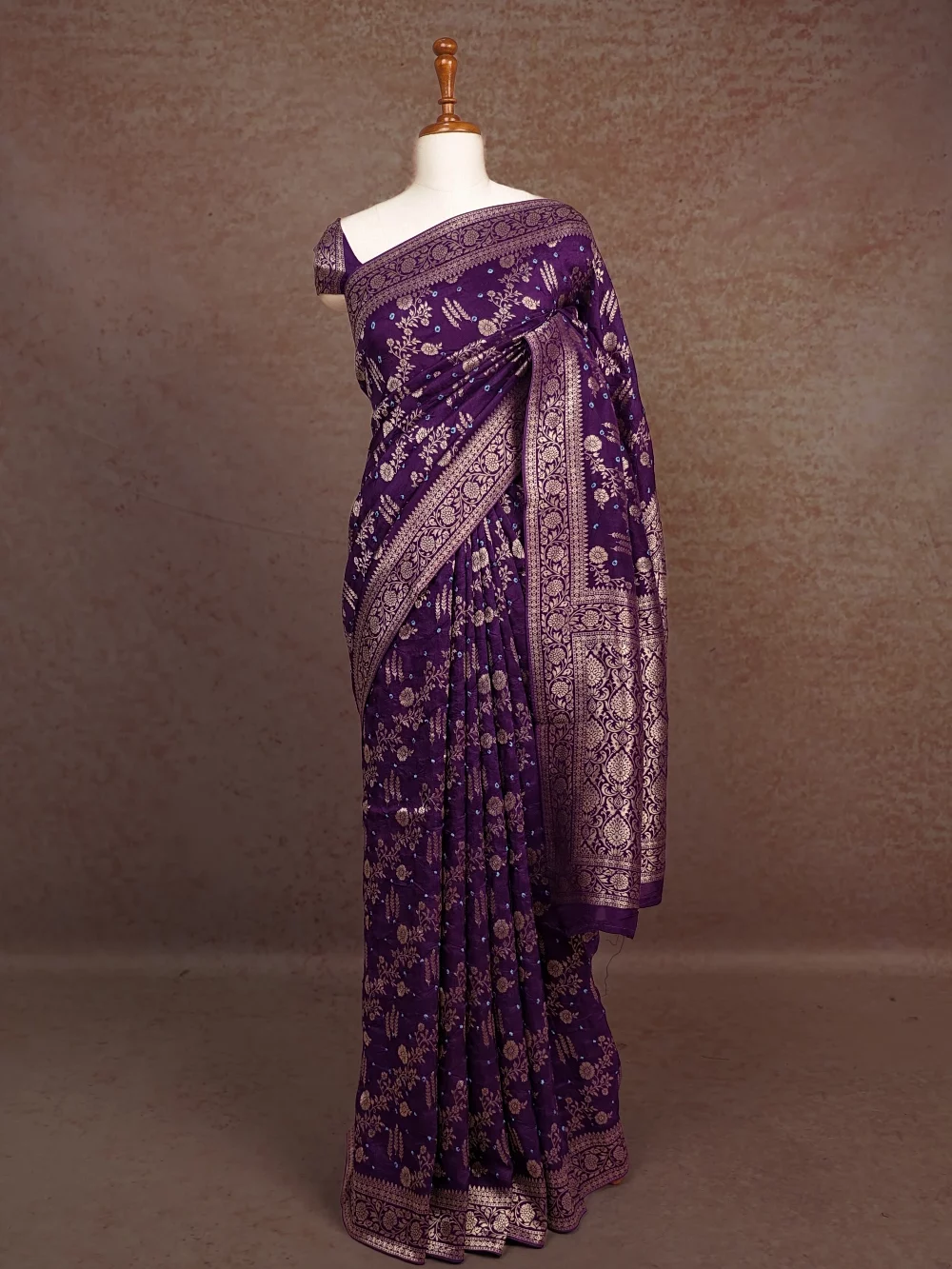 Violet Bandhani Silk Saree