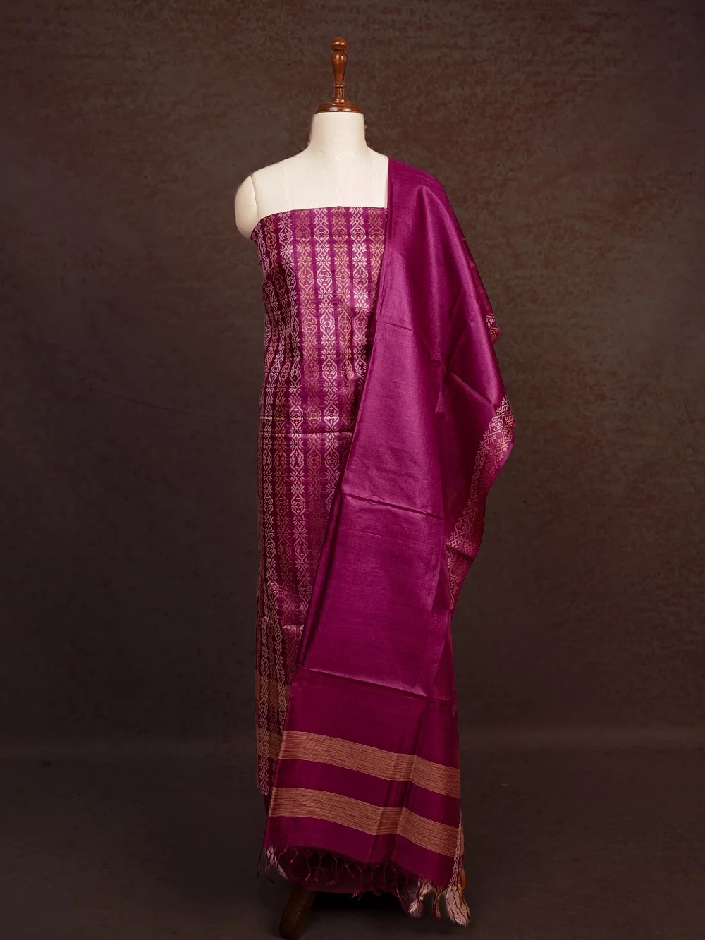 Vadamulla Tussar Silk Brocade Unstitched Churidhar Material