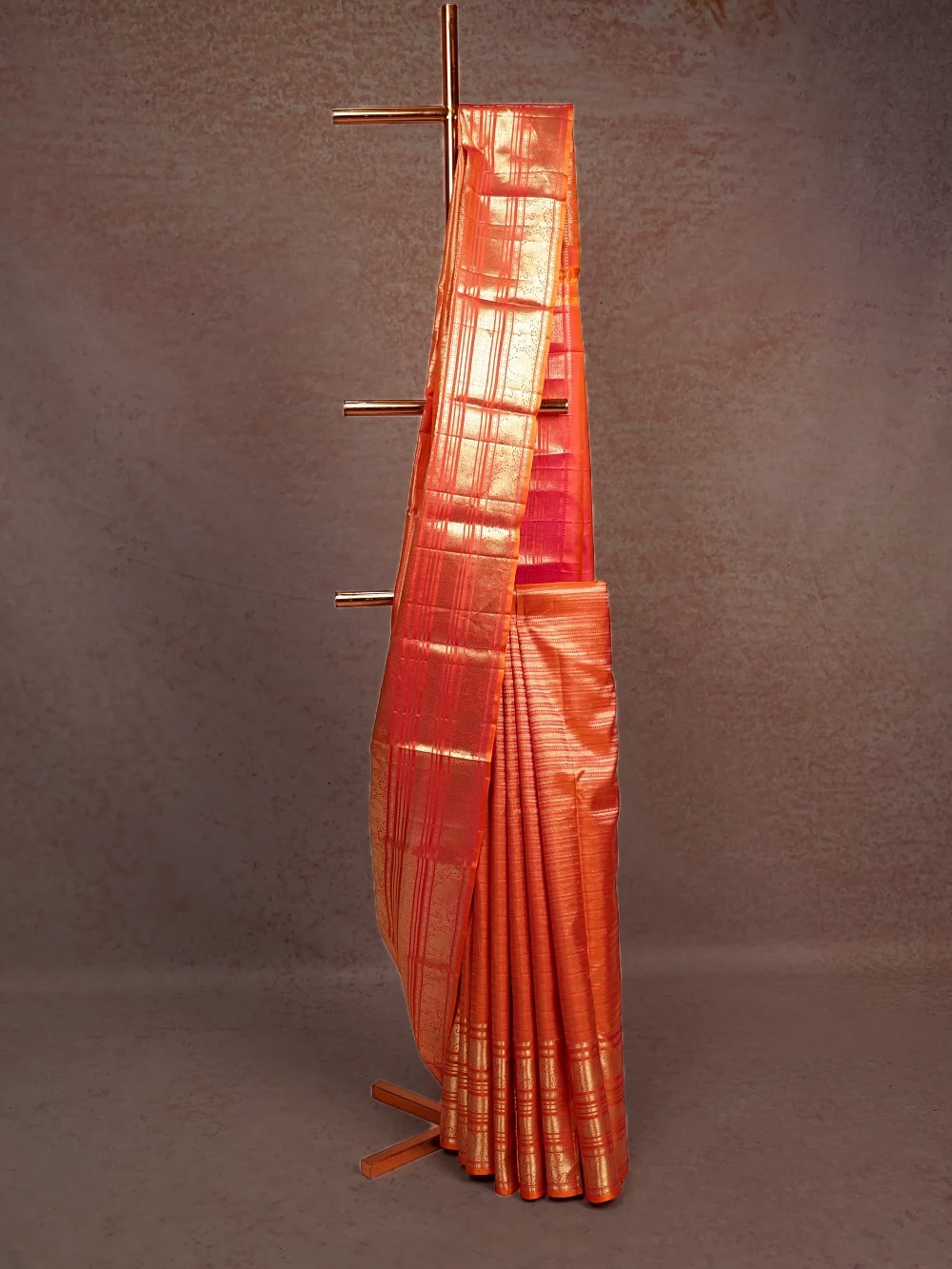 Burnt Orange Kancheepuram Silk Saree