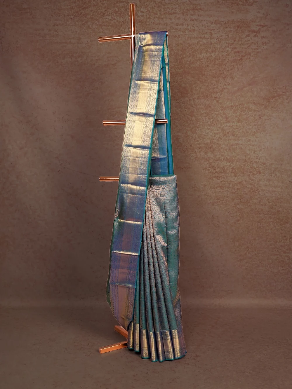 Peacock Blue Kancheepuram Silk Saree