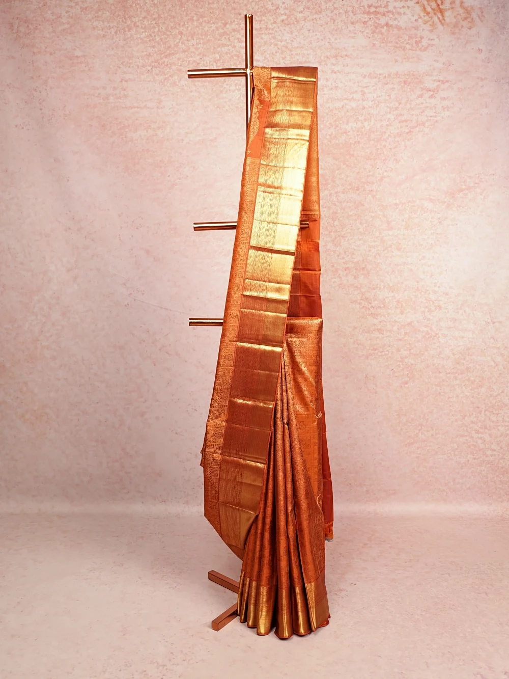 Burnt Orange Kancheepuram Silk Saree